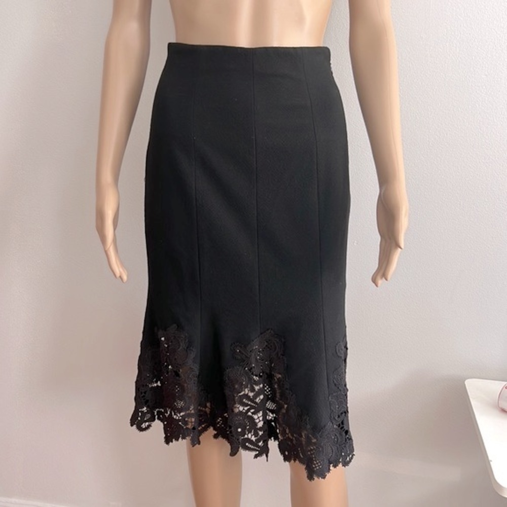 REBECCA TAYLOR Mid Length Eyelet Trim Skirt Size 0